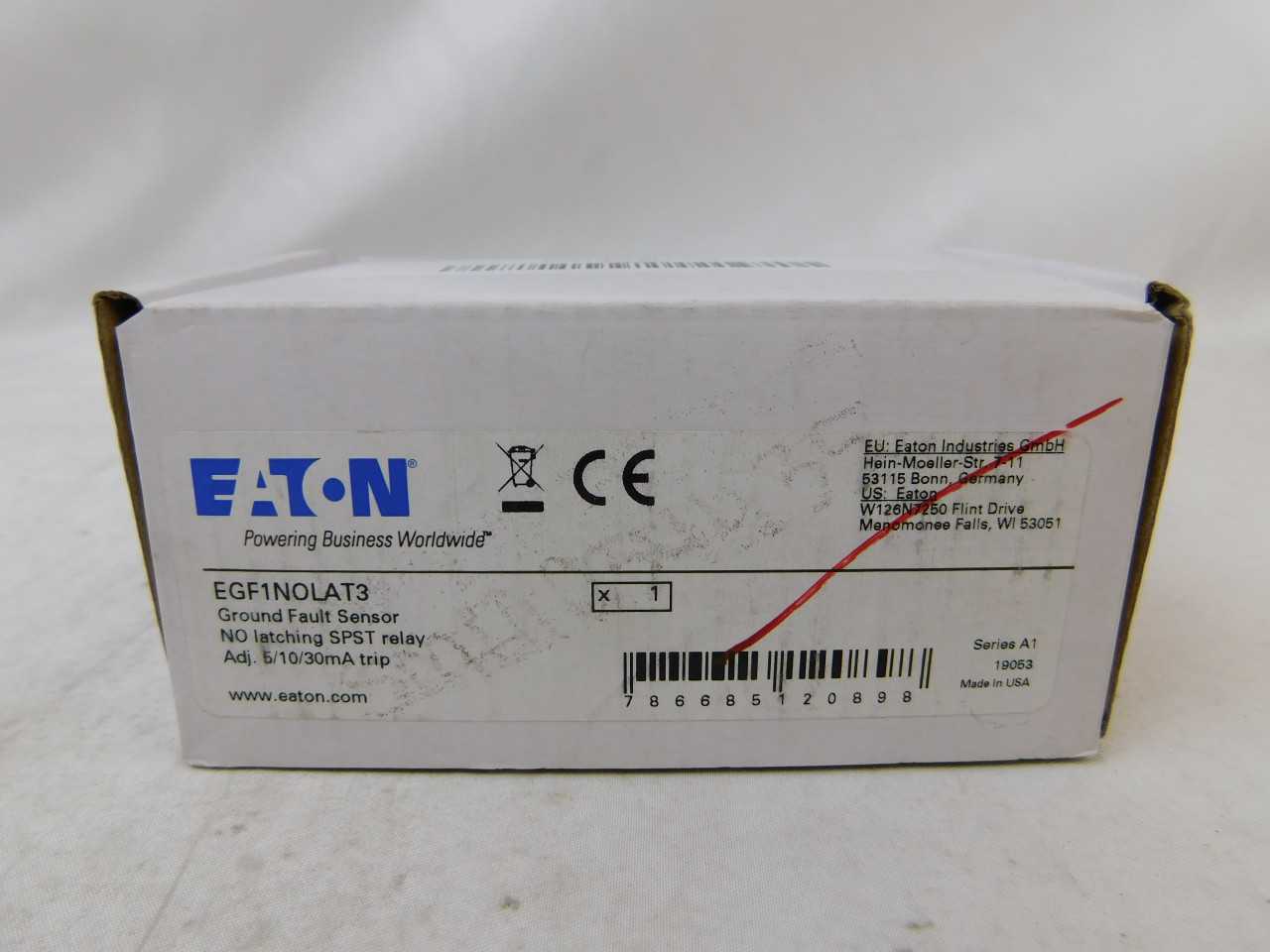 (2) Eaton EGF1NOLAT3 Ground Fault Sensor SPST Relay 30mA 120VAC - CIRCUIT BREAKERS (2) Eaton EGF1NOLAT3 Ground Fault Sensor SPST Relay 30mA 120VAC - CIRCUIT BREAKERS