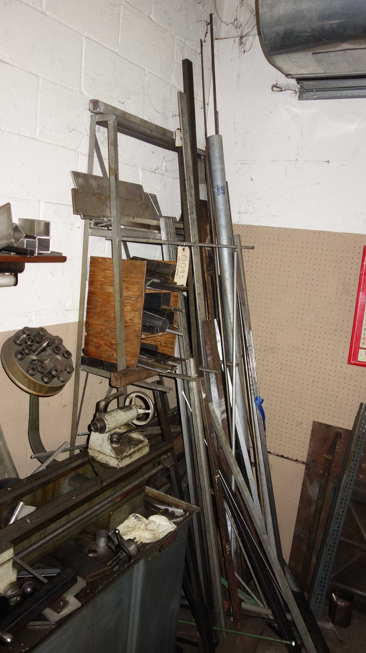 CONTENTS OF WALL SECTION, LOT OF ASSORTED STEEL STOCK