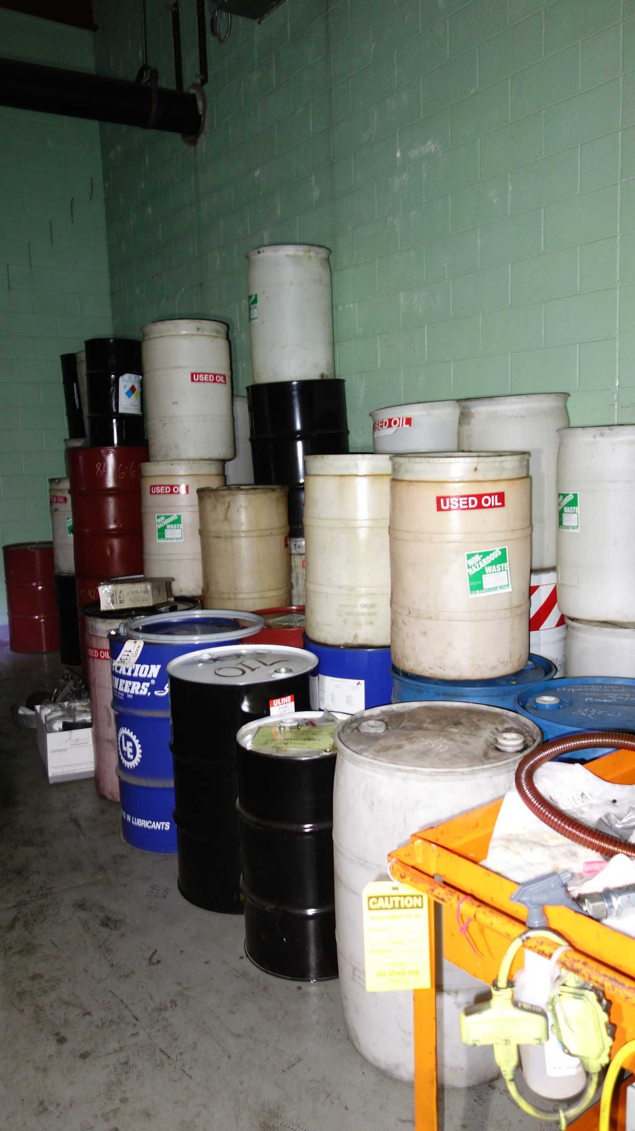 ASSORTED STEEL AND PLASTIC OIL DRUMS (EMPTY) - WASTE BINS
