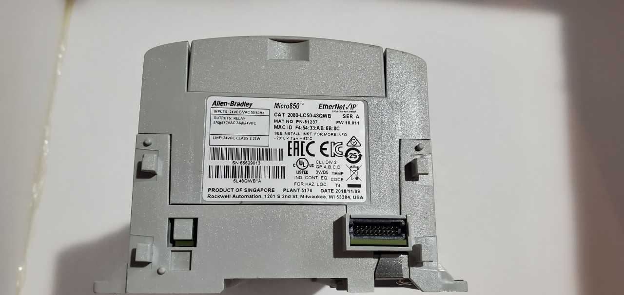 Allen Bradley Micro 850 2080-LC50-48QWB PLC - AUTOMATION & CONTROLS