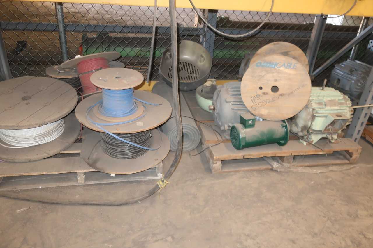 CONTENTS OF 1X SECTIONS OF PALLET RACKING, AC-MOTORS, WIRE, AMETEK O-BRIEN ECLOSURES - ELECTRIC MOTORS