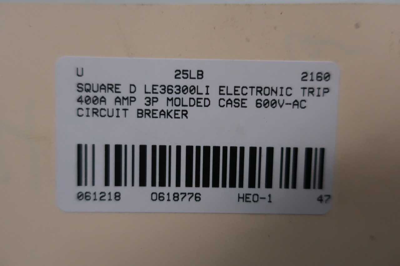 SQUARE D LE36300LI CIRCUIT BREAKER 400A - CIRCUIT BREAKERS