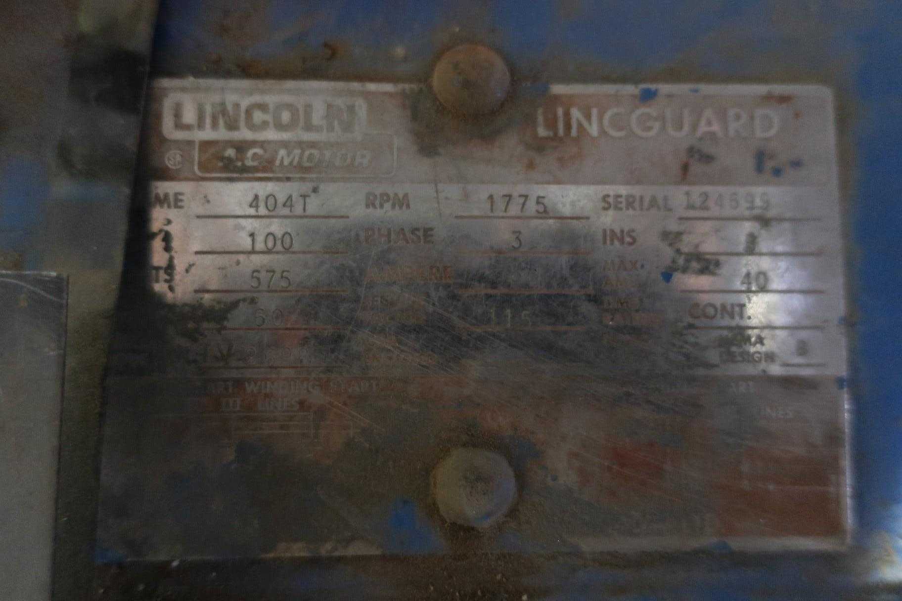 LINCOLN 404T 100HP 575V-AC ELECTRIC MOTOR - ELECTRIC MOTORS LINCOLN 404T 100HP 575V-AC ELECTRIC MOTOR - ELECTRIC MOTORS