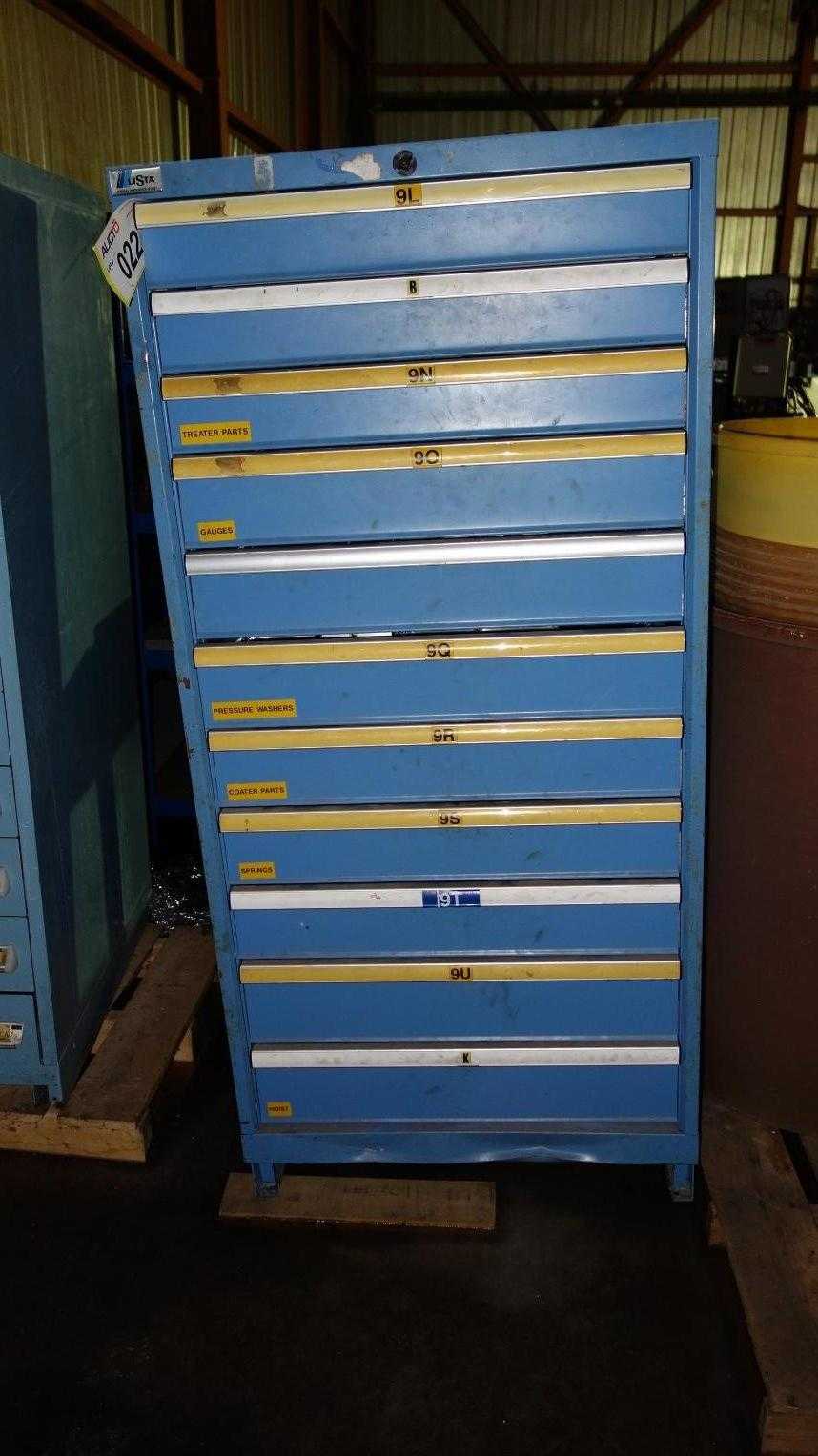 LISTA 11-DRAWER TOOL CABINET W/ CONTENTS, - INDUSTRIAL PARTS LISTA 11-DRAWER TOOL CABINET W/ CONTENTS, - INDUSTRIAL PARTS