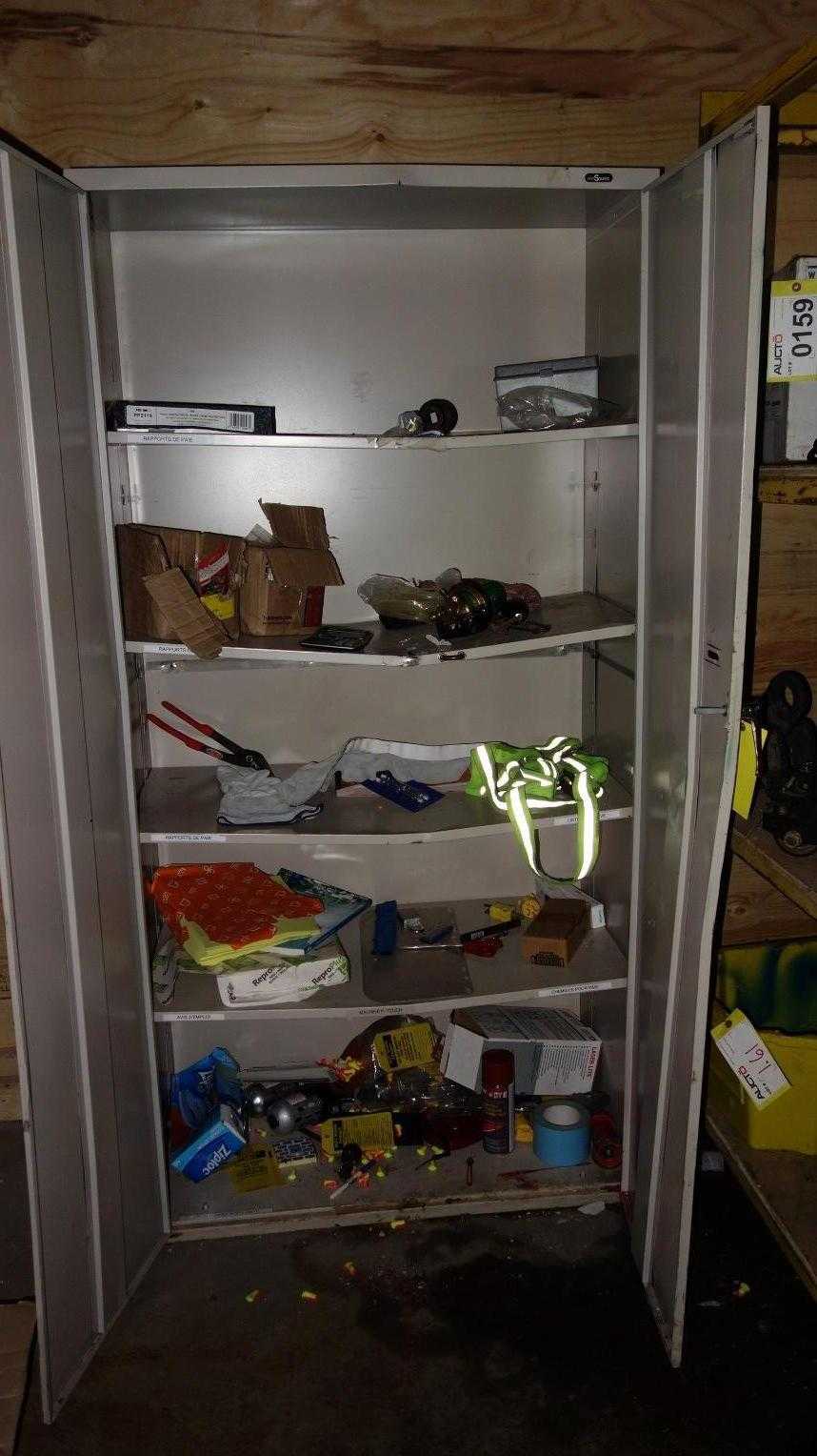 STEEL 4 SHELF CABINET W/ CONTENTS - TOOL STORAGE