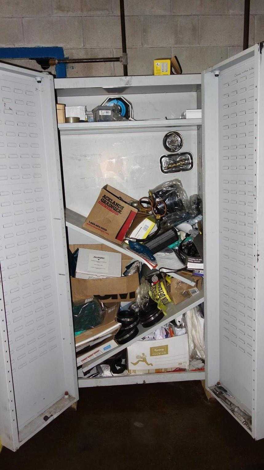 STEEL 4 SHELF CABINET W/ CONTENTS - TOOL STORAGE