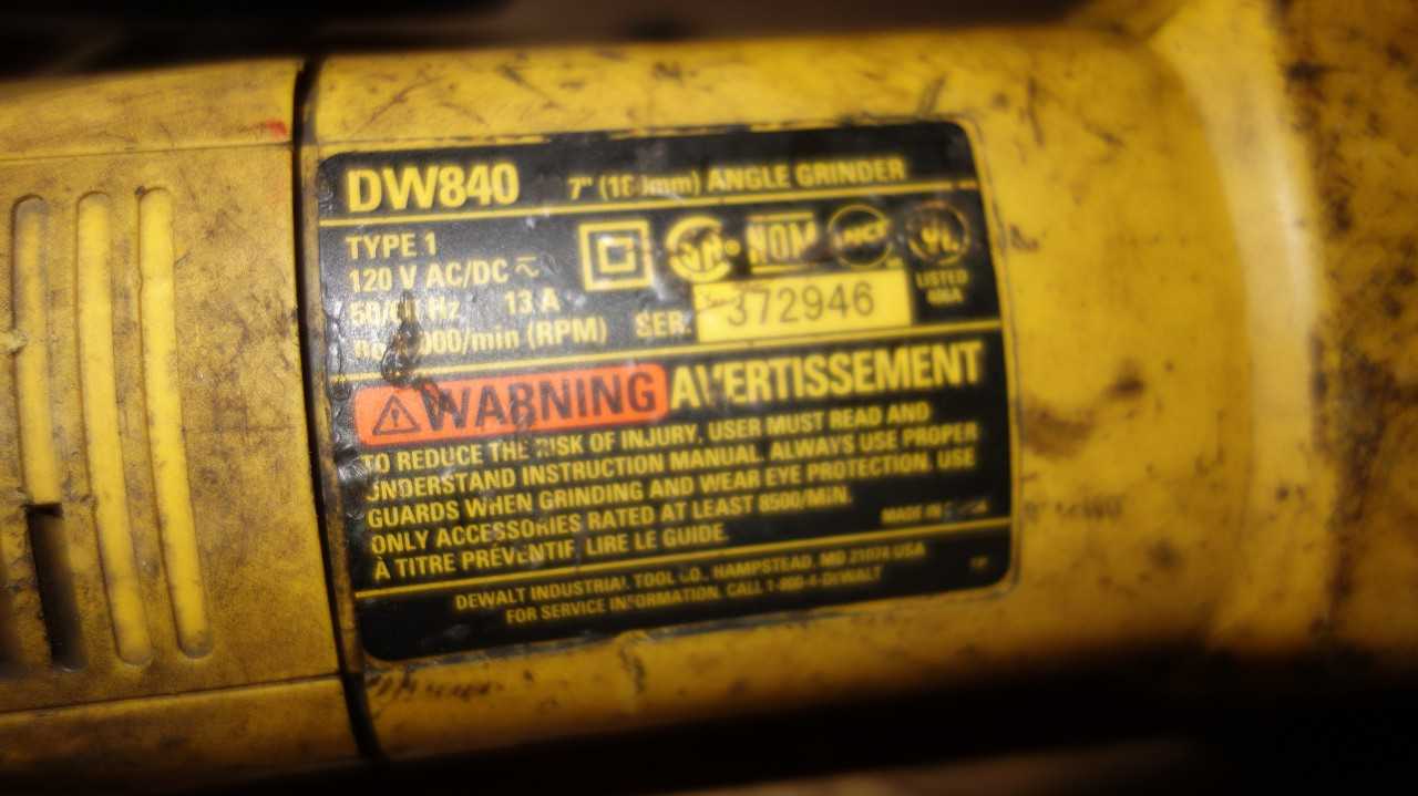 DEWALT DW840 7IN ANGLE GRINDER - ELECTRIC POWER TOOLS