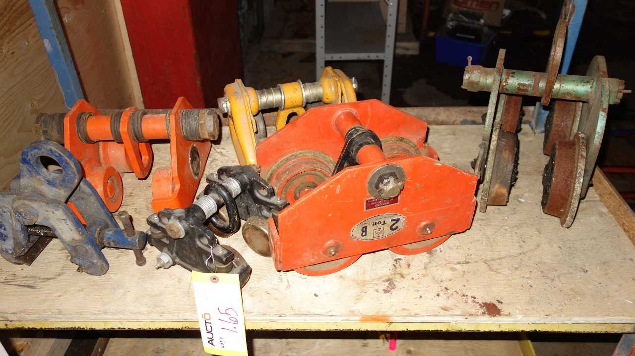 LOT OF ASSORTED 6 HOIST TROLLEYS 1-2TON, PANDA, JET, FROST - LIFTING EQUIPMENT