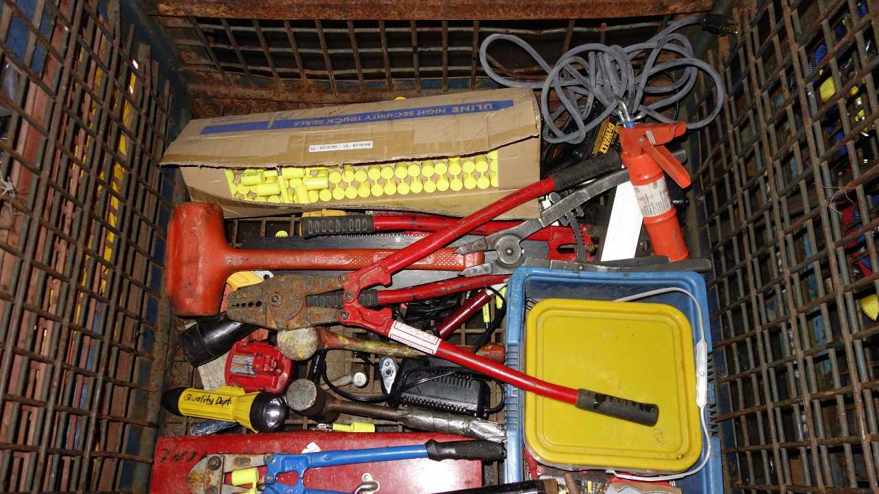 1 PALLET OF HAND TOOLS, CRIMPERS, HAMMERS, HOLE SAWS, SAFETY SEALS - HAND TOOLS