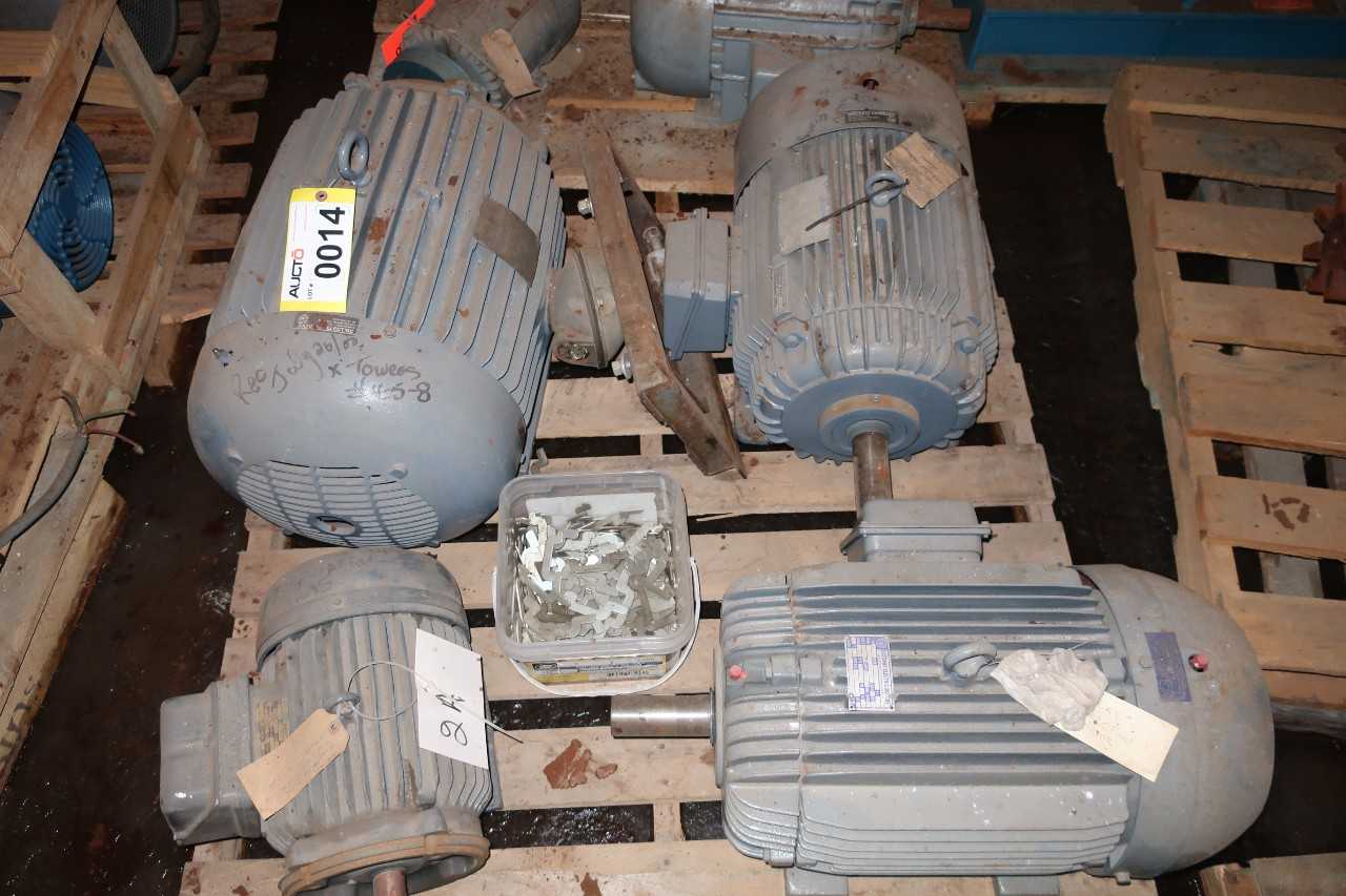 PALLET OF ASSORTED ELECTRIC MOTORS, 7.5HP, 25HP, 40HP, WEG, LEESON, METOTECH? - ELECTRIC MOTORS