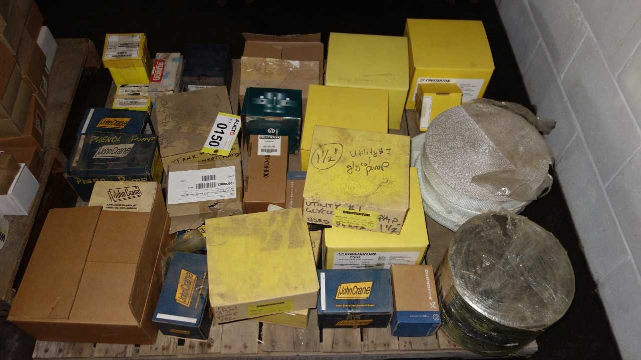 PALLET OF ASSORTED PUMP REPLACEMENT PARTS, SEALS, JOHN CRANE, CHESTERTON - POWER TRANSMISSION
