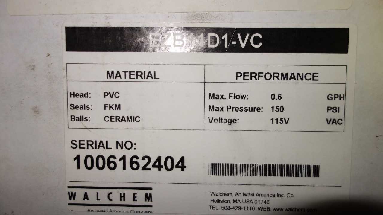 NEW WALCHEM EZB11D1-VC 0.6GPH 150PSI METERING PUMP - METERING PUMP