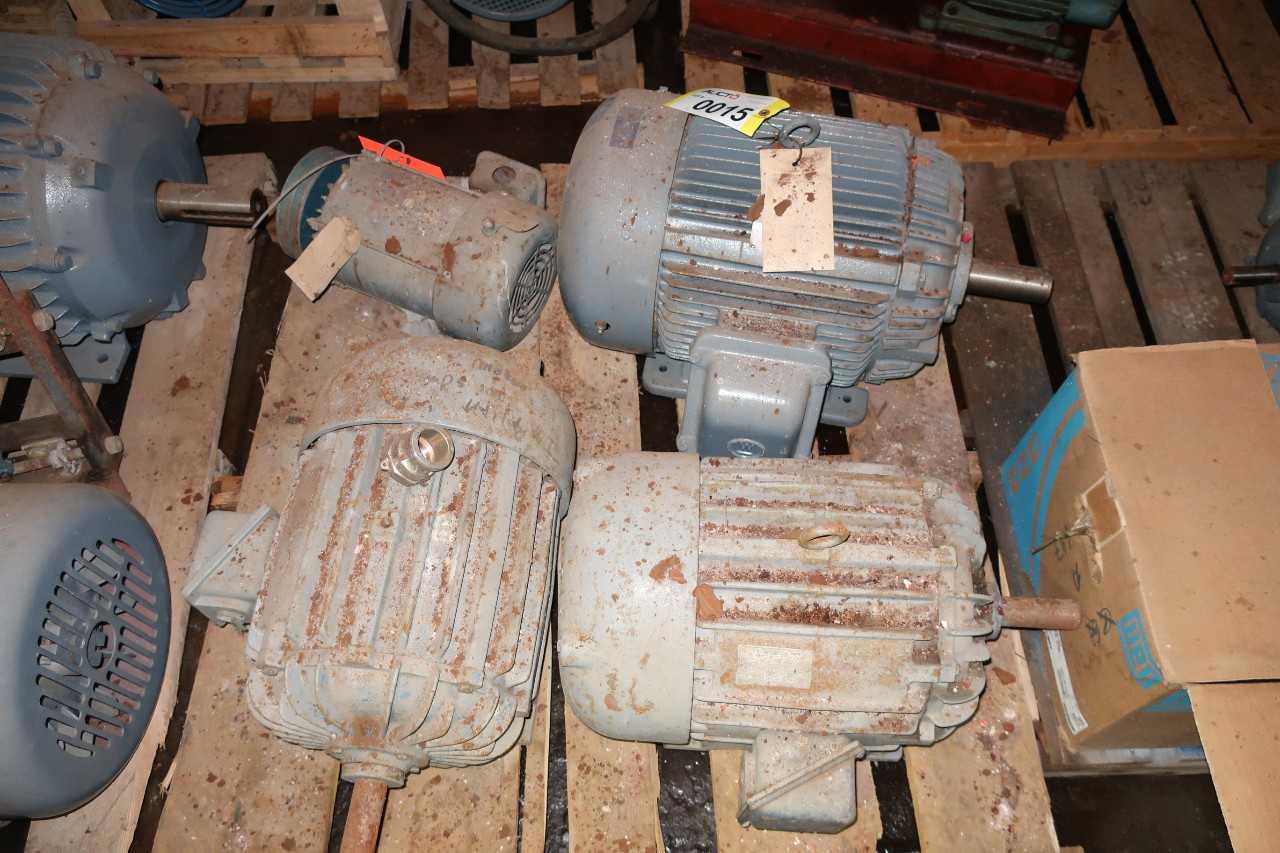 PALLET OF ASSORTED ELECTRIC MOTORS, 3HP, 10HP, 30HP WEG, WESTINGHOUSE - ELECTRIC MOTORS