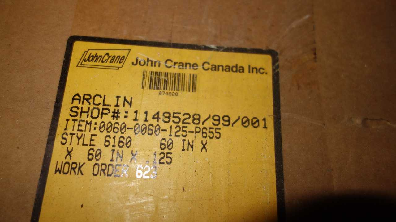 NEW JOHN CRANE 0060-0060-125-P655 6160 SYNTHETIC FIBER PUMP PACKING MATERIAL - POWER TRANSMISSION