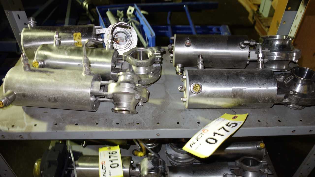 LOT OF ASSORTED STAINLESS SANITARY BUTTERFLY VALVES, LADISH - FOOD & BEVERAGE