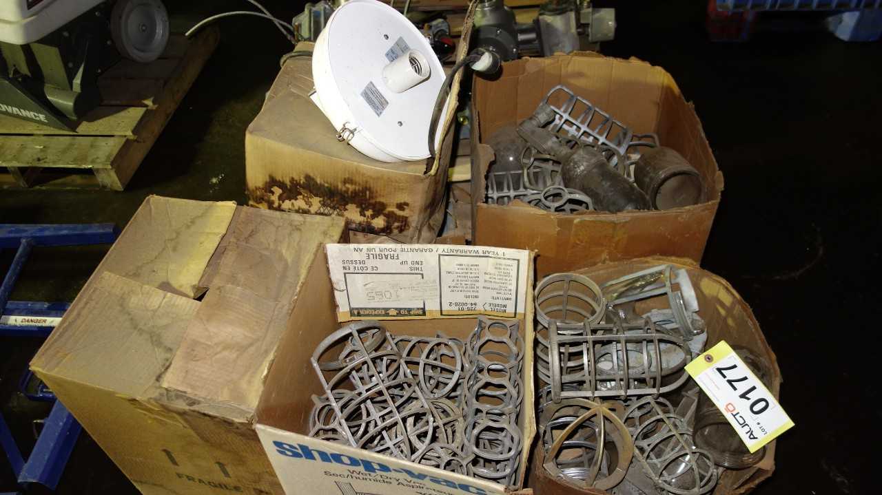 LOT OF ASSORTED LIGHTING COMPONENTS, BALLASTS, COVERS, HOLOPHANE, NLR - INDUSTRIAL PARTS