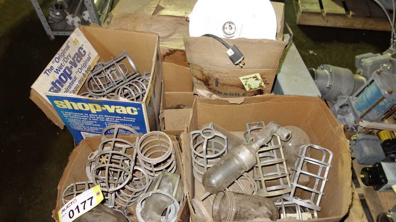 LOT OF ASSORTED LIGHTING COMPONENTS, BALLASTS, COVERS, HOLOPHANE, NLR - INDUSTRIAL PARTS