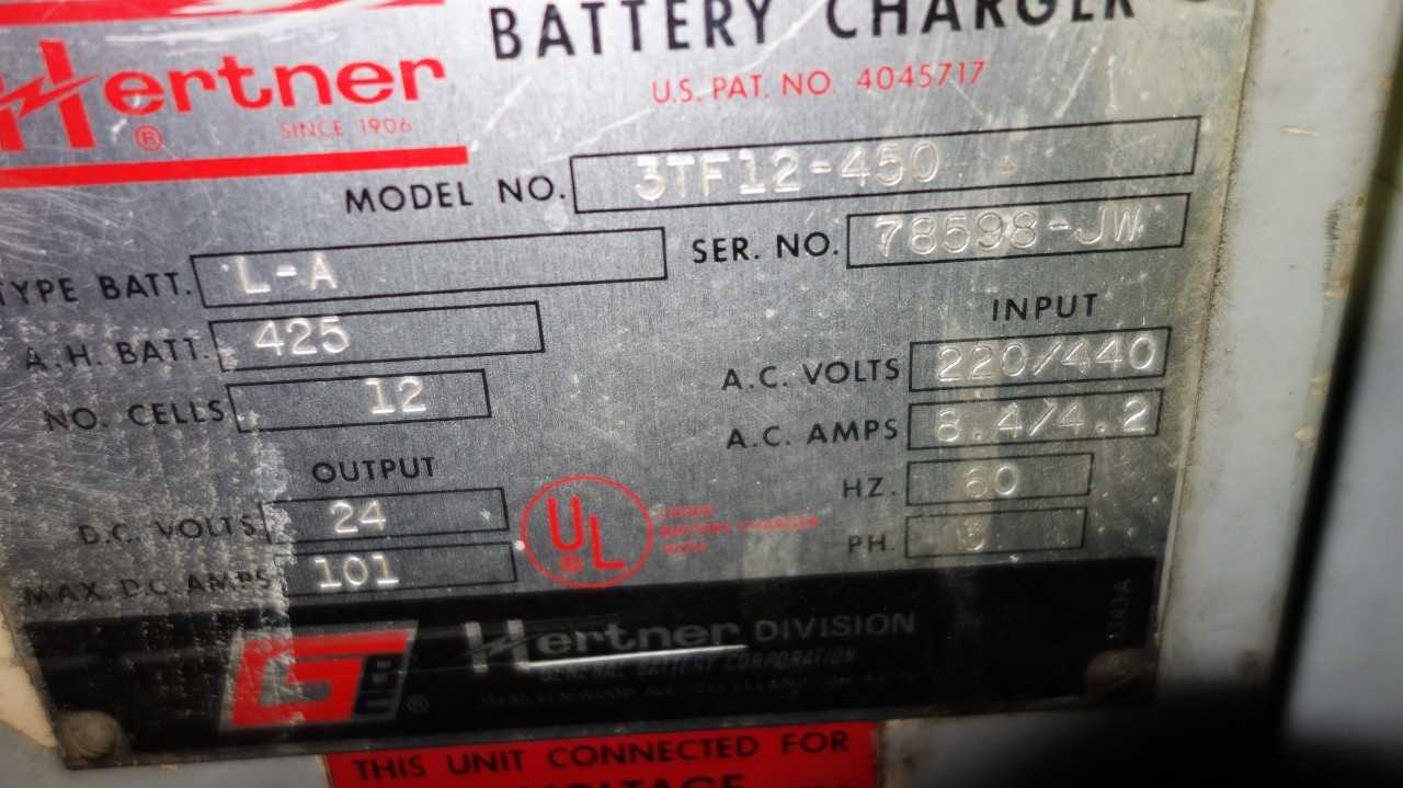 HERTNER 3TF12-450 BATTERY CHARGER POWER SUPPLY  - MATERIAL HANDLING