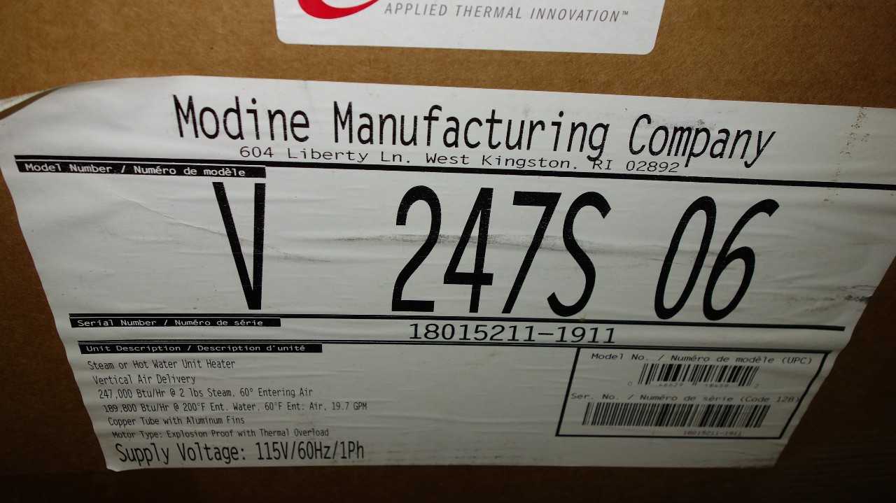 NEW MODINE V 247S 06 115V-AC STEAM HOT WATER UNIT AIR HEATER - INDUSTRIAL PARTS