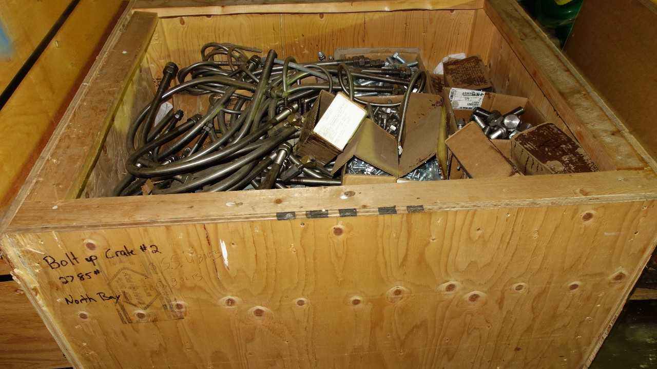 1 CRATE OF ASSORTED STEEL SCREW BOLTS - ELECTRIC POWER TOOLS