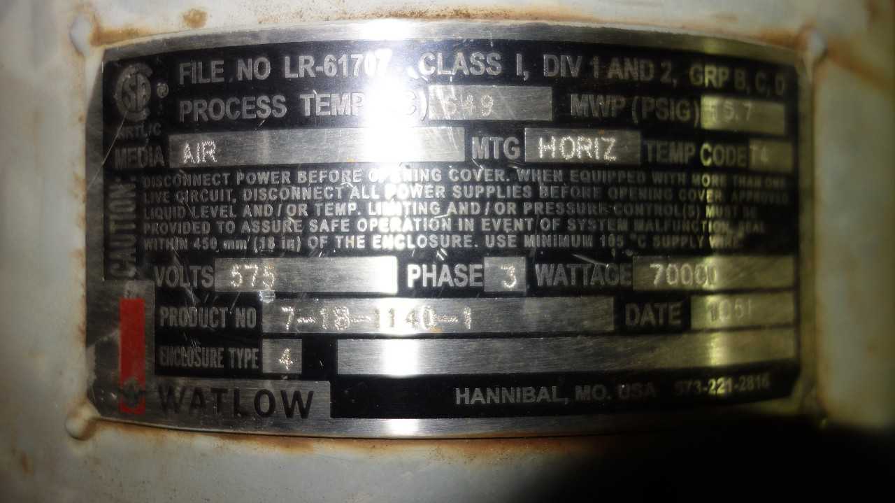 WATLOW 7-18-1140 WATER HEATING ELEMENT 7000W 575V-AC - HVAC EQUIPMENT