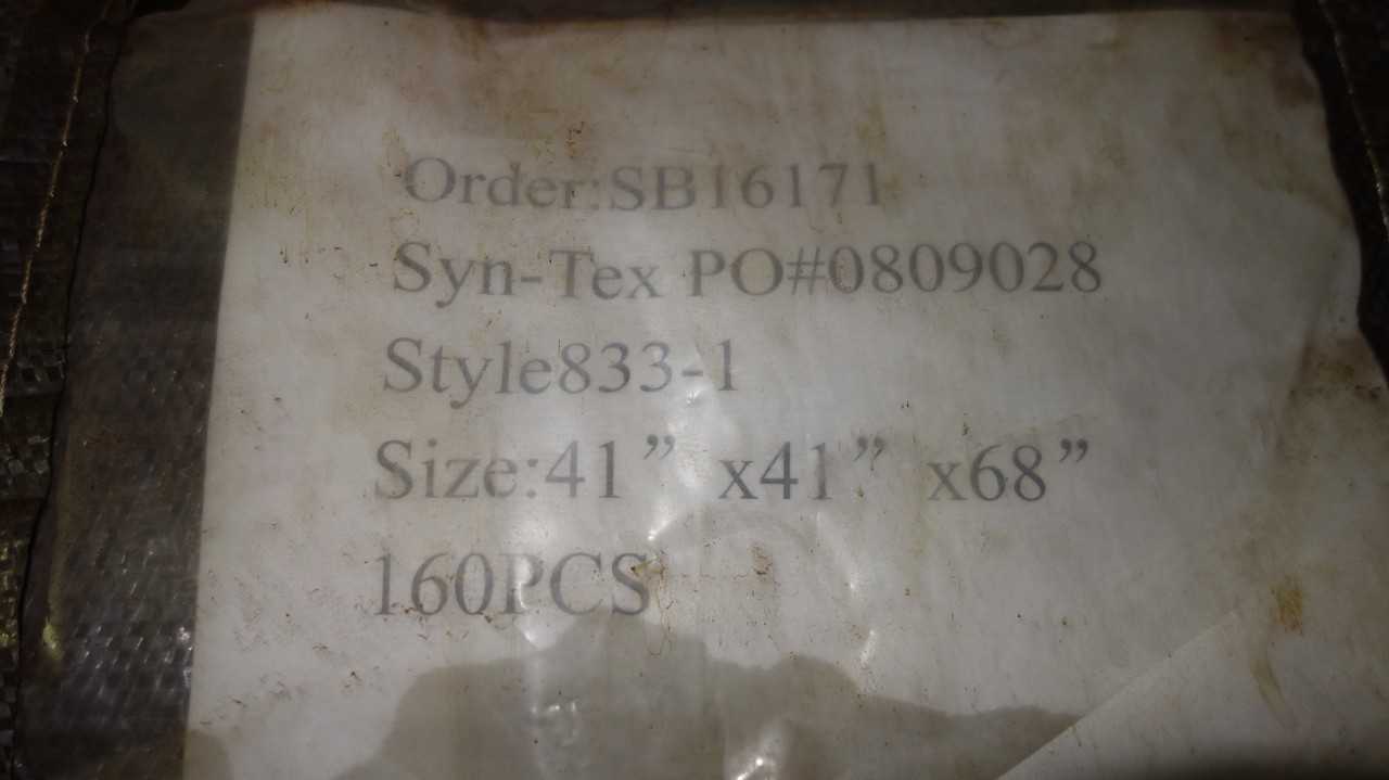 2 STACKS OF SYN-TEX 833-1 41X41X68IN BULK BAGS (320 BAGS TOTAL) - MISCELLANEOUS