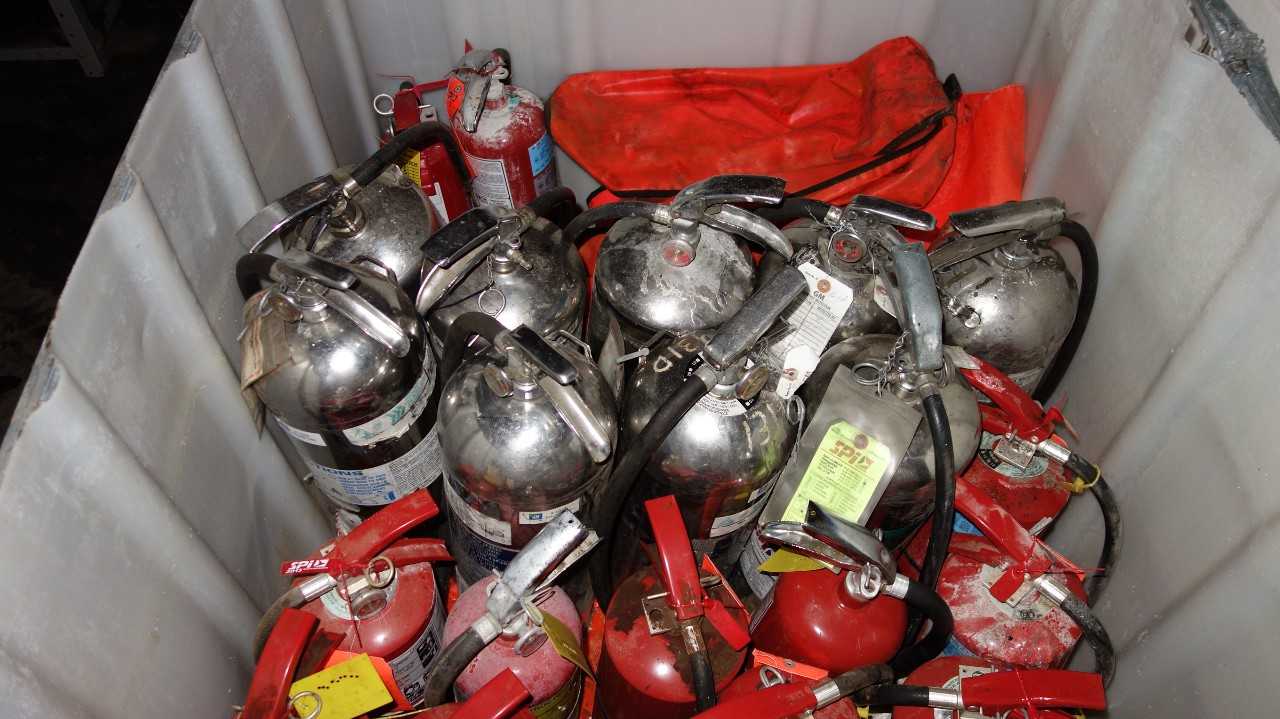 CRATE OF SAFETY FIRE EXTINGUISHERS - SAFETY EQUIPMENT