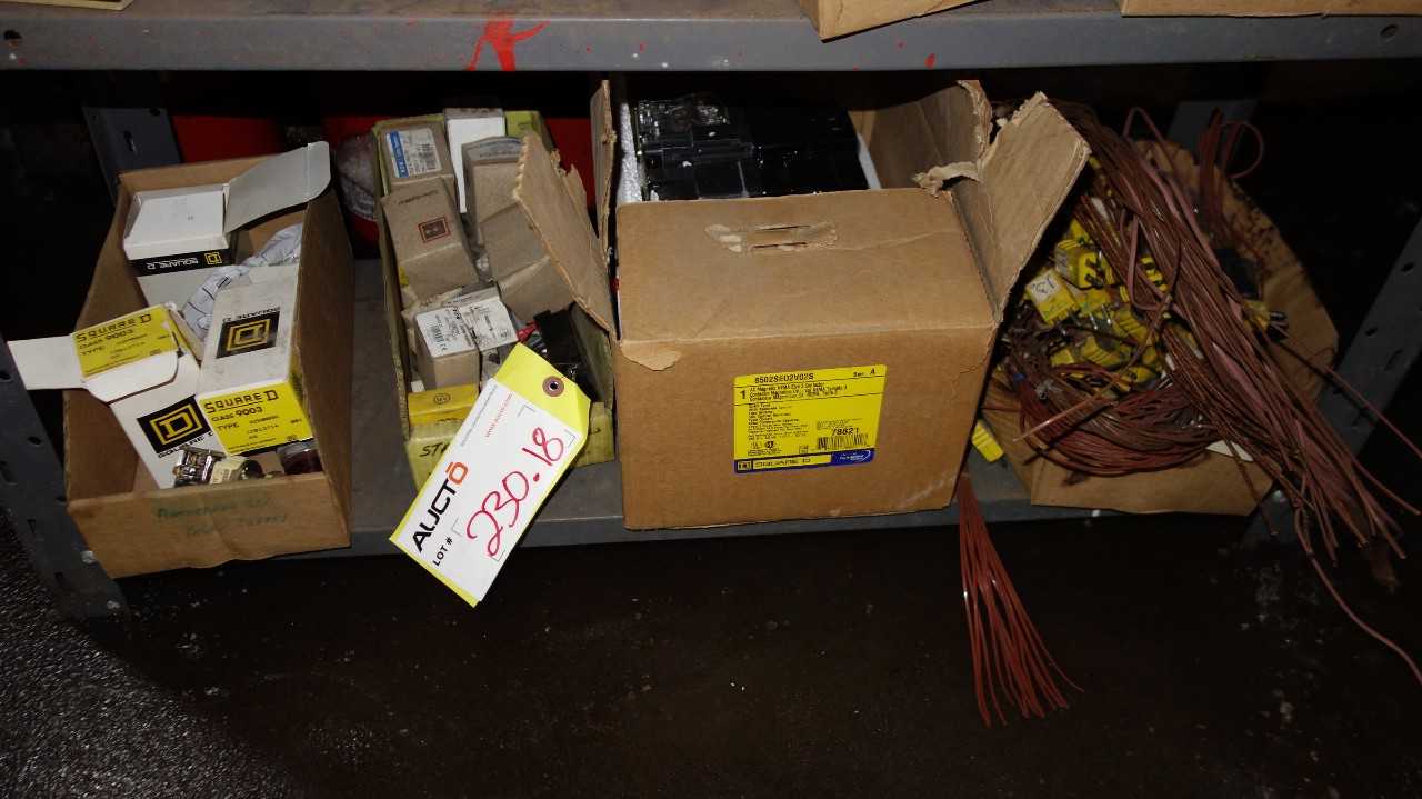 LOT OF ASSORTED ELECTRICAL CONTROLS, SWITCHES, STARTERS, MODULES, SQUARE D - ELECTRICAL COMPONENTS