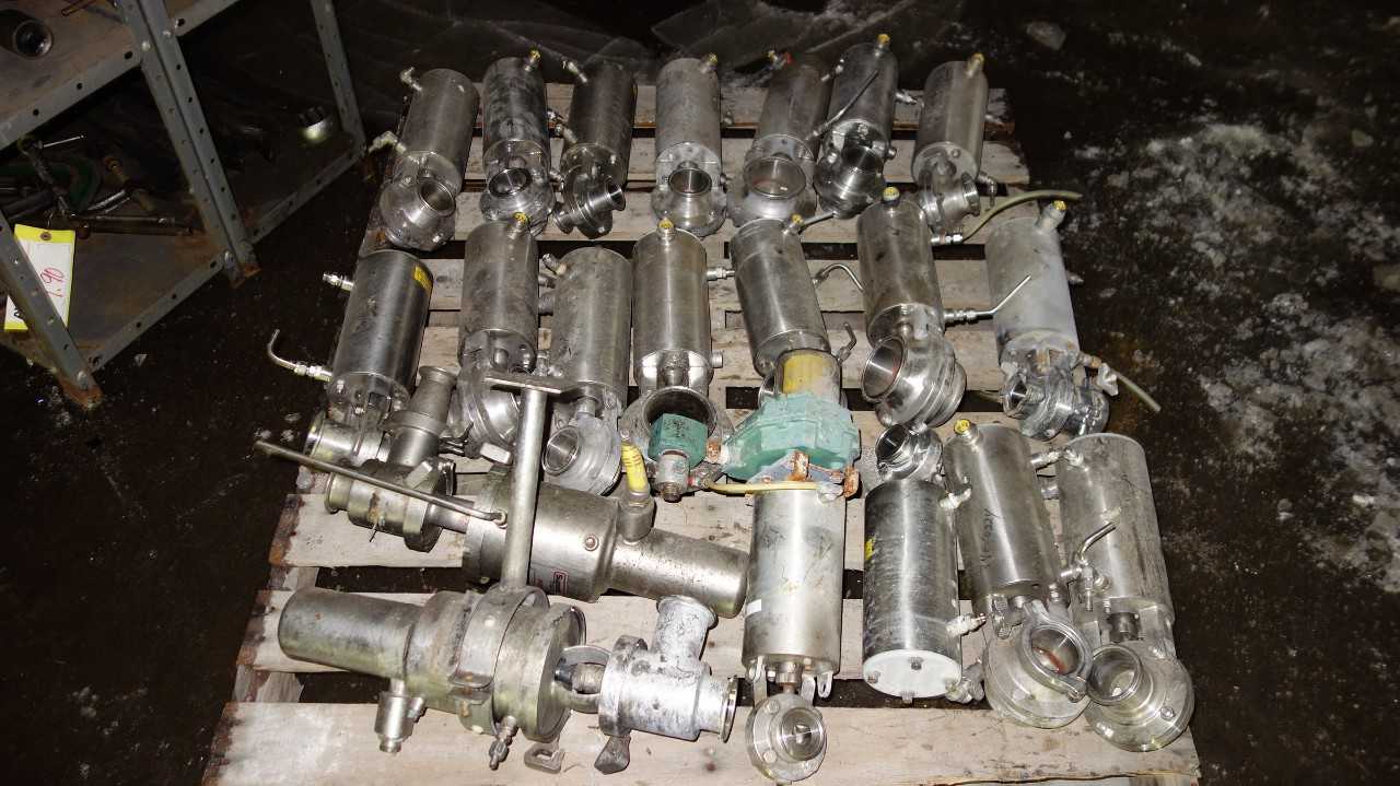 PALLET OF ASSORTED STAINLESS SANITARY BUTTERFLY VALVES, WAUKESHA - FOOD & BEVERAGE