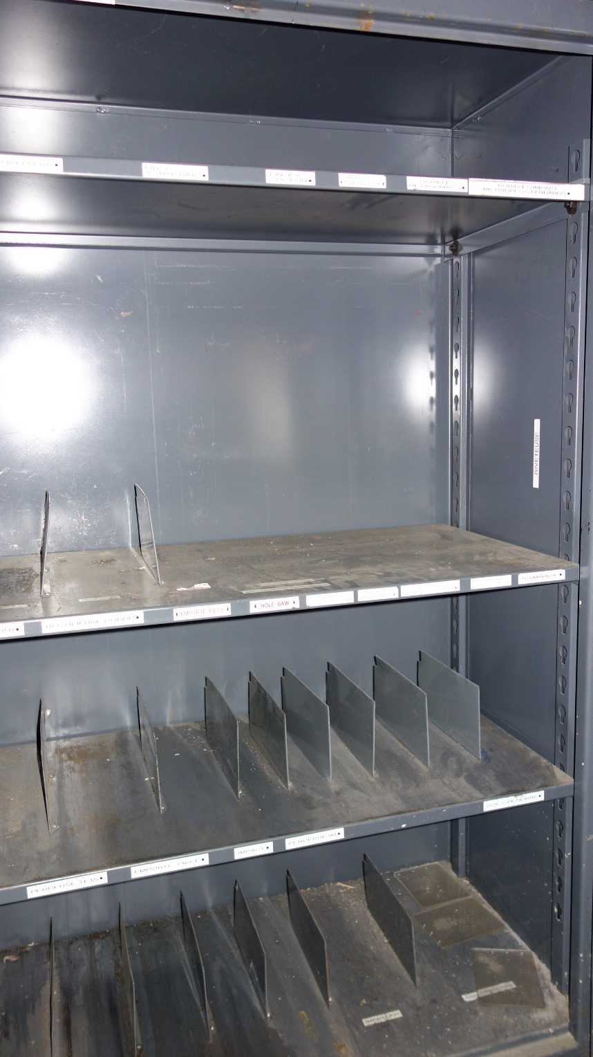 STRONG HOLD 4 SHELF GLASS 2 DOOR STEEL CABINET - TOOL STORAGE
