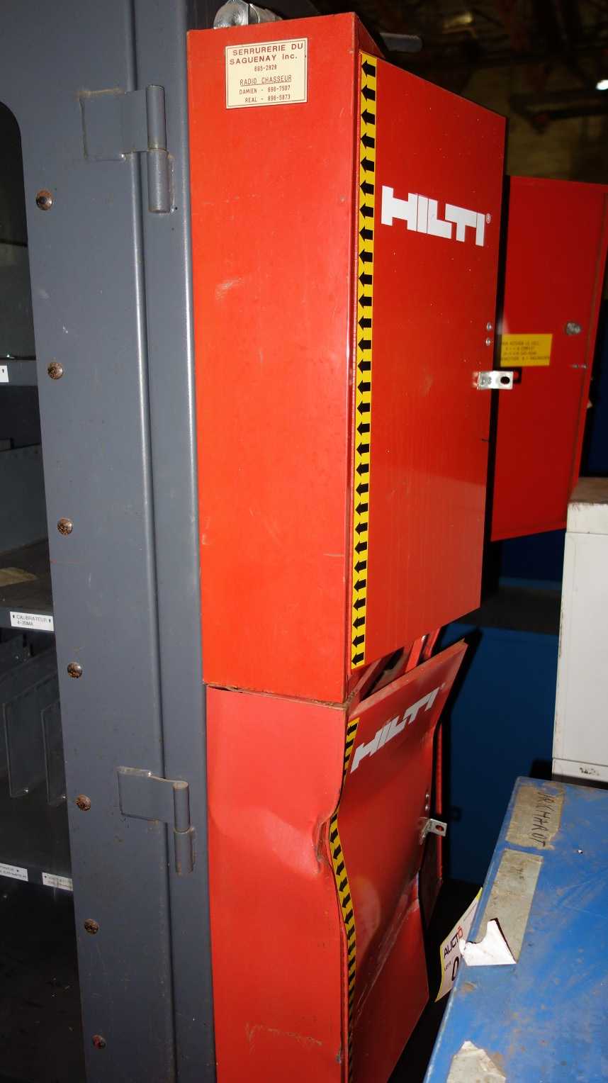 STRONG HOLD 4 SHELF GLASS 2 DOOR STEEL CABINET - TOOL STORAGE