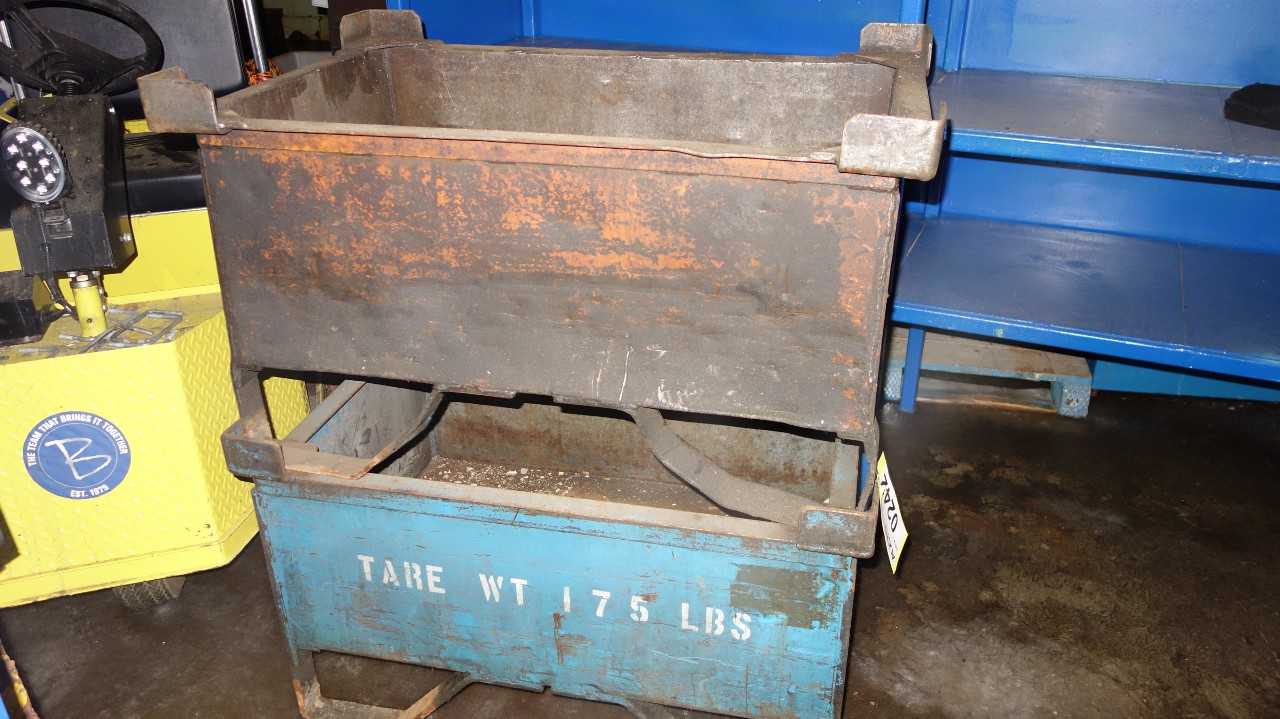 LOT OF 2 STEEL HOPPER CONTAINERS - MATERIAL HANDLING
