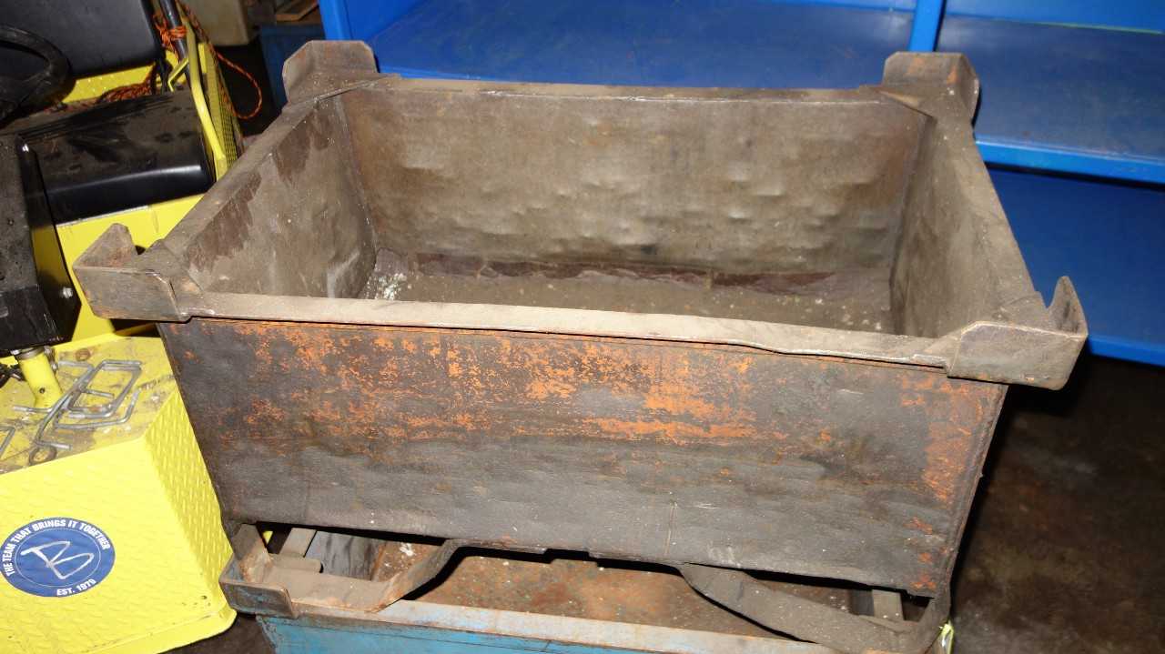 LOT OF 2 STEEL HOPPER CONTAINERS - MATERIAL HANDLING