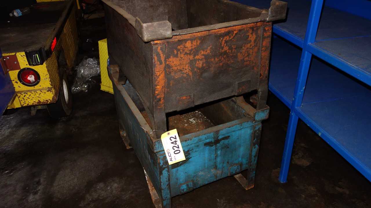 LOT OF 2 STEEL HOPPER CONTAINERS - MATERIAL HANDLING