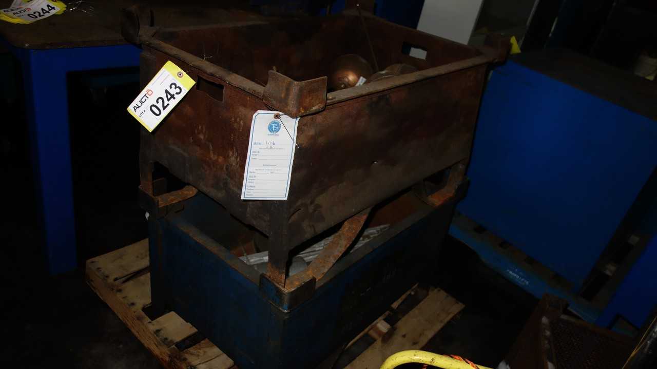 LOT OF 2 STEEL HOPPER CONTAINERS W/ CONTENTS - MATERIAL HANDLING