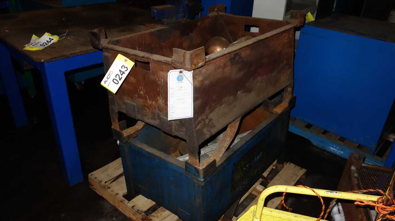 LOT OF 2 STEEL HOPPER CONTAINERS W/ CONTENTS - MATERIAL HANDLING