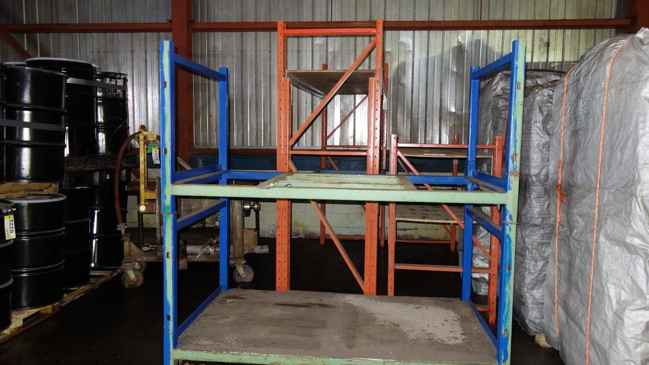 LOT OF ASSORTED STEEL RACKING - 3 SECTIONS - SHELVING
