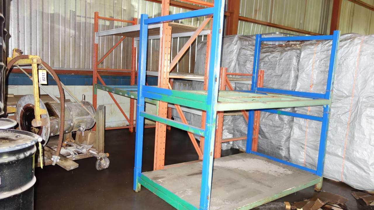LOT OF ASSORTED STEEL RACKING - 3 SECTIONS - SHELVING