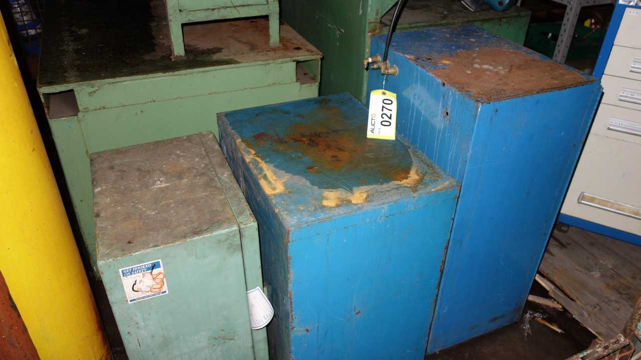LOT OF 3 STEEL STORAGE CABINETS - TOOL STORAGE