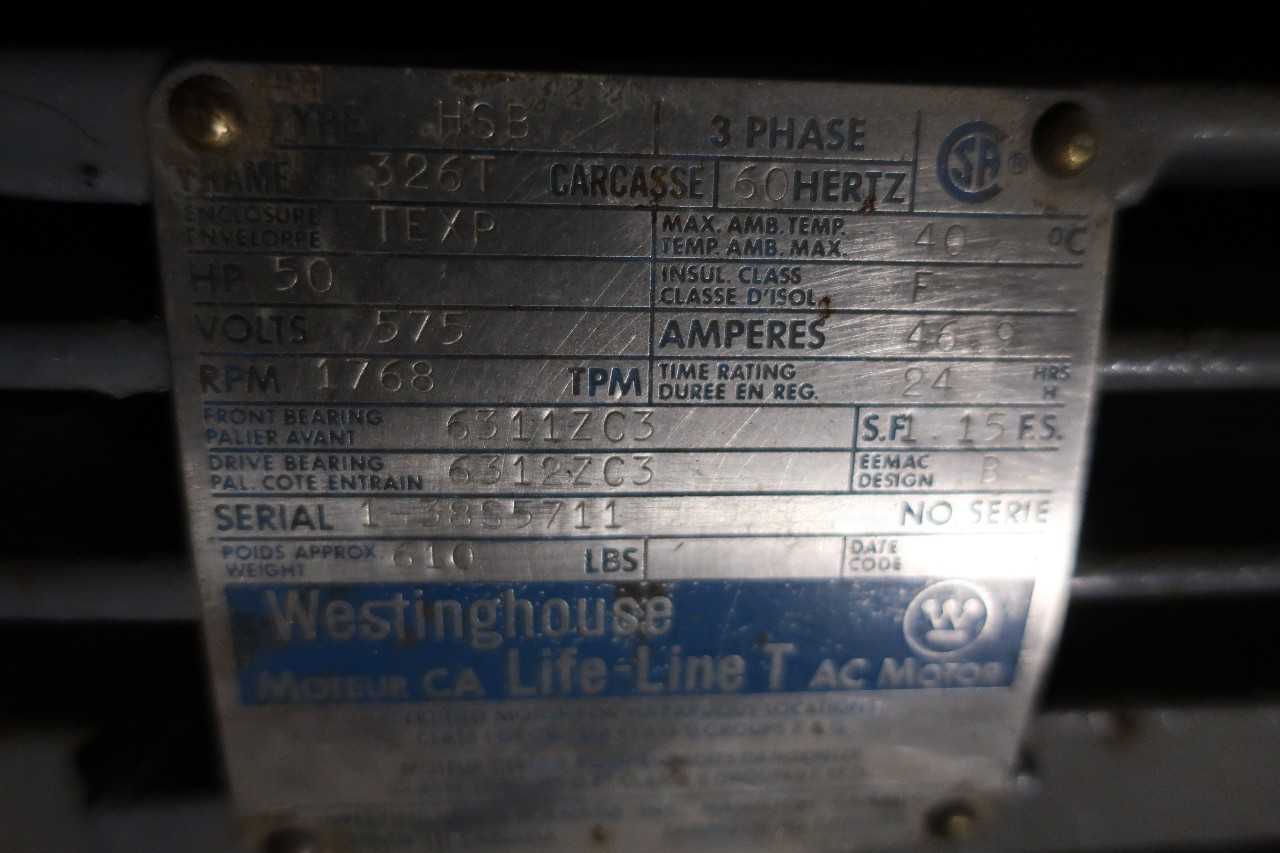 WESTINGHOUSE 326T 50HP 575V-AC ELECTRIC MOTOR - ELECTRIC MOTORS