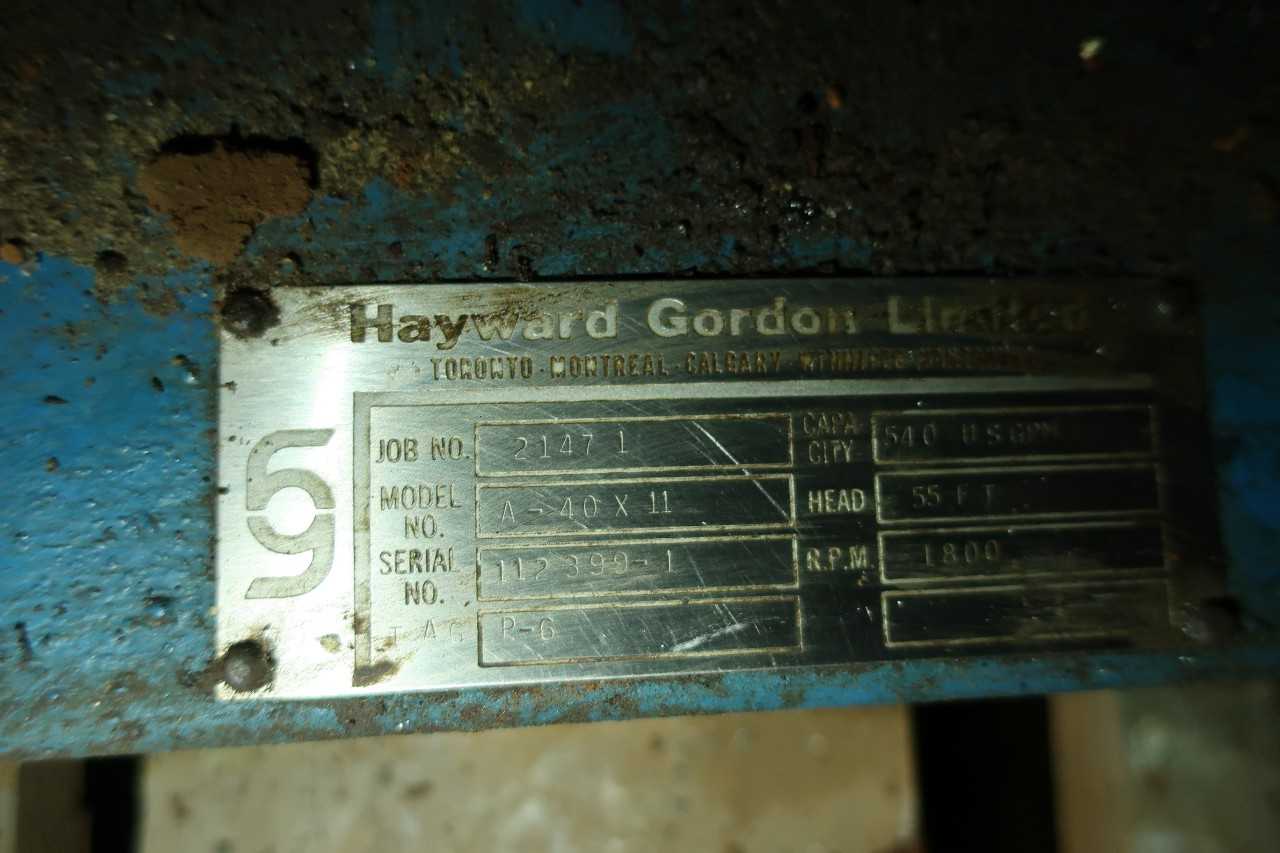 HAYWARD GORDON A-11X40 3X4IN CENTRIFUGAL PUMP - CENTRIFUGAL PUMP