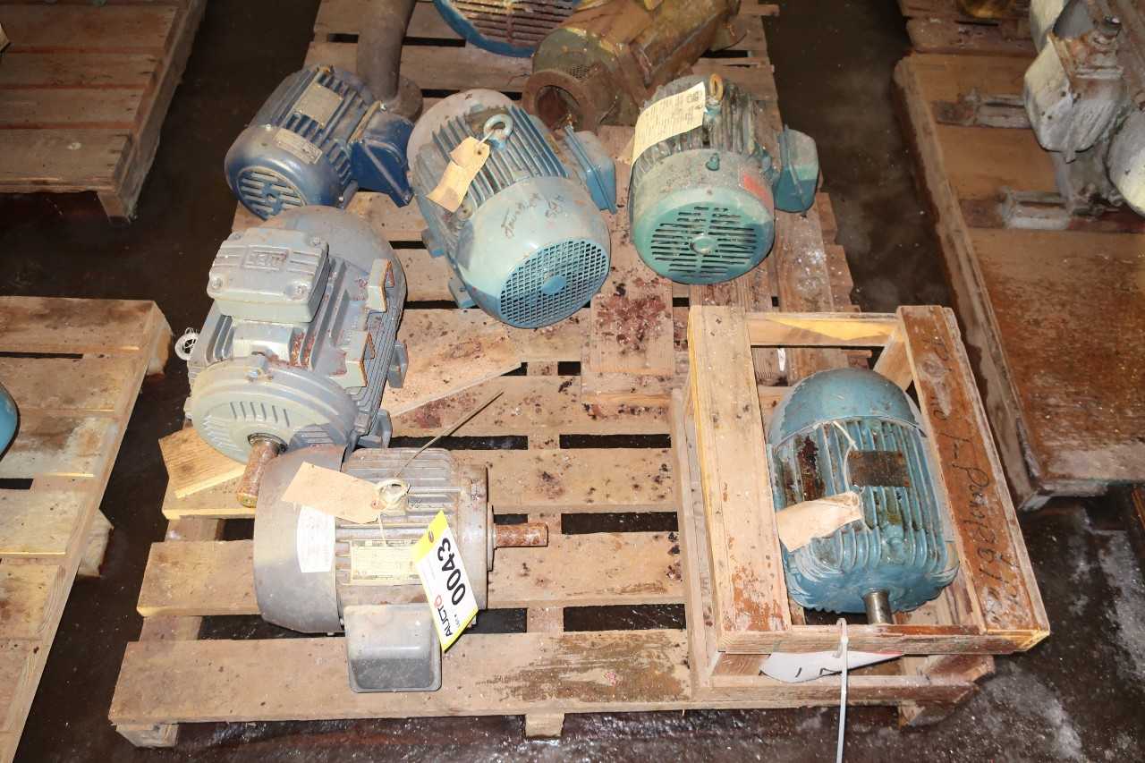 PALLET OF ASSORTED ELECTRIC MOTORS 2HP-7.5HP, WEG, TECO WESTINGHOUSE - ELECTRIC MOTORS