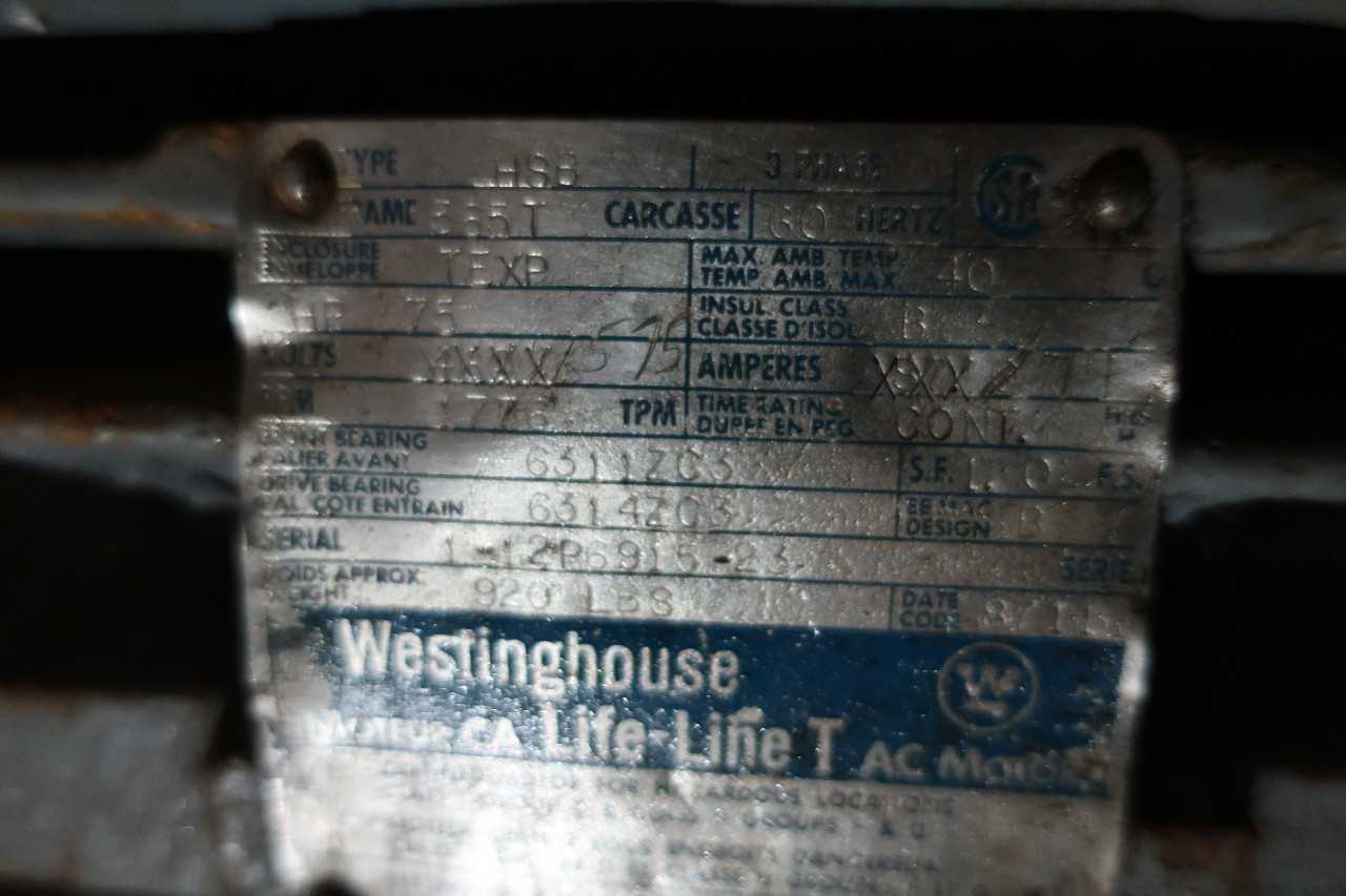 WESTINGHOUSE 365T 75HP 575V-AC ELECTRIC MOTOR - ELECTRIC MOTORS
