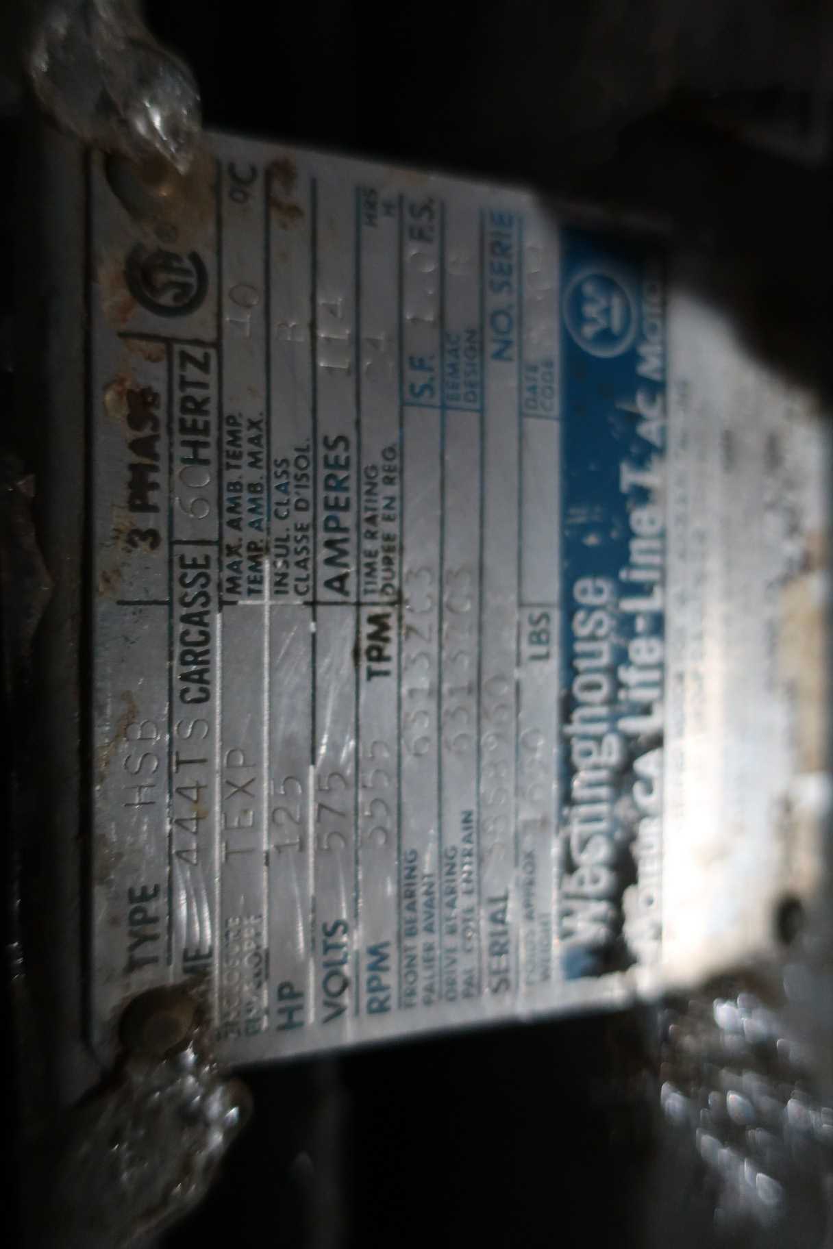 WESTINGHOUSE 444TF 125HP 575V-AC ELECTRIC MOTOR - ELECTRIC MOTORS