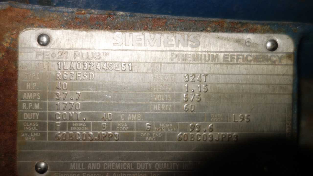 SIEMENS 324T 40HP 575V-AC ELECTRIC MOTOR - ELECTRIC MOTORS
