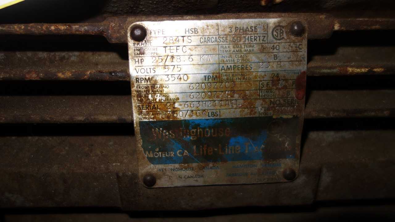 WESTINGHOUSE 284TS 25HP 575V-AC ELECTRIC MOTOR - ELECTRIC MOTORS