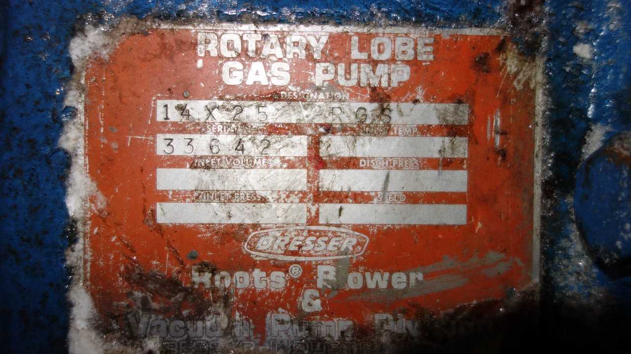 DRESSER ROOTS 14X25 RGS ROTARY LUBE PUMP - PUMPS