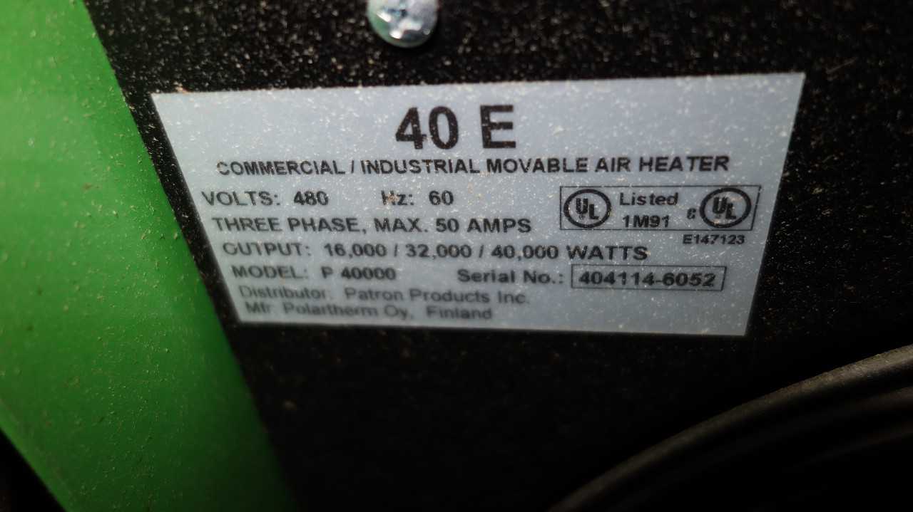 PATRON 40E P40000 40000W 480V-AC INDUSTRIAL MOVEABLE AIR HEATER - TEMPERATURE CONTROL COMPONENTS