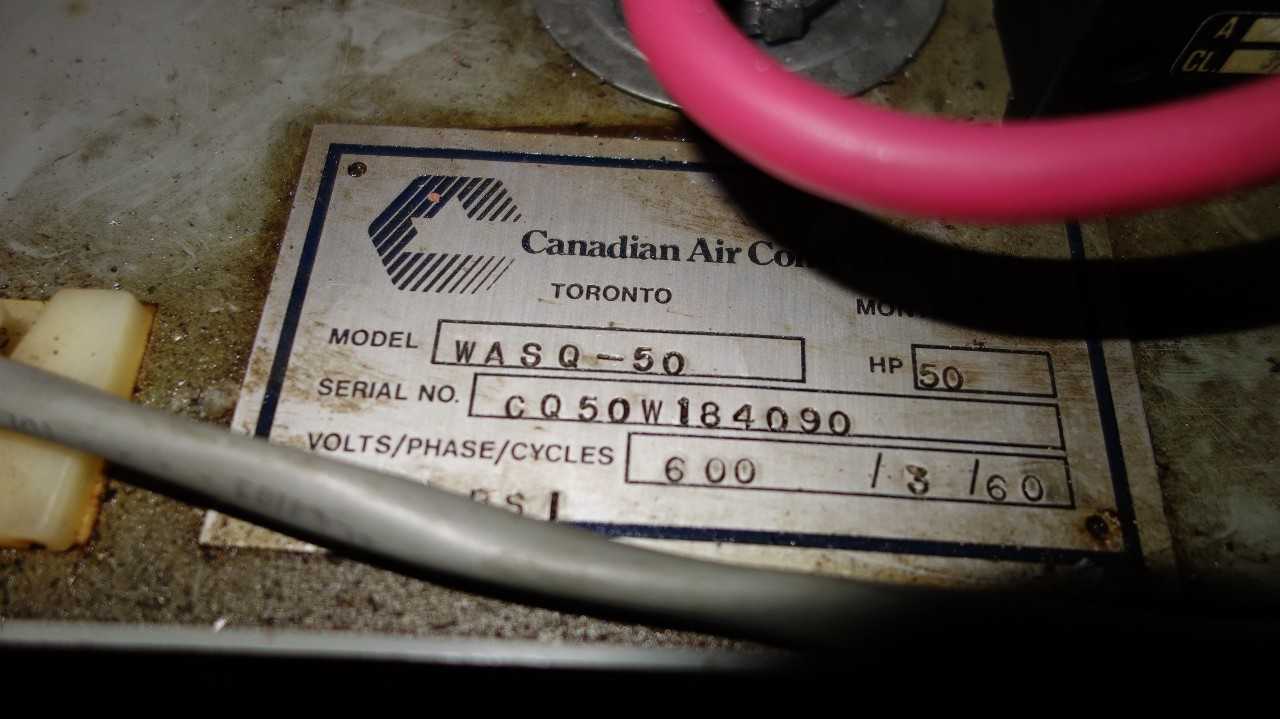 CANADIAN COMPRESSOR AIRSCREW WASQ-50 50HP 600V-AC COMPRESSOR - AIR COMPRESSORS