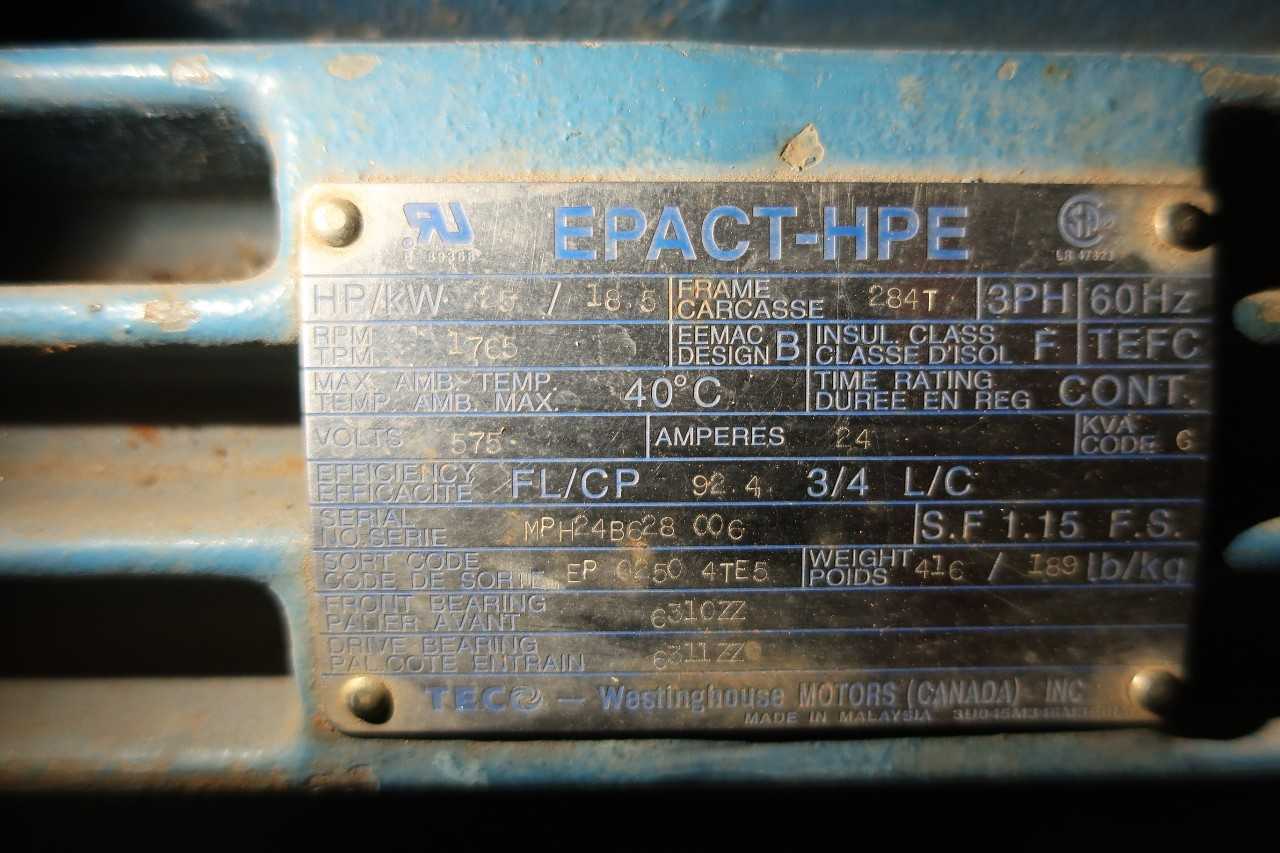 WESTINGHOUSE 284T 25HP 575V-AC ELECTRIC MOTOR - ELECTRIC MOTORS
